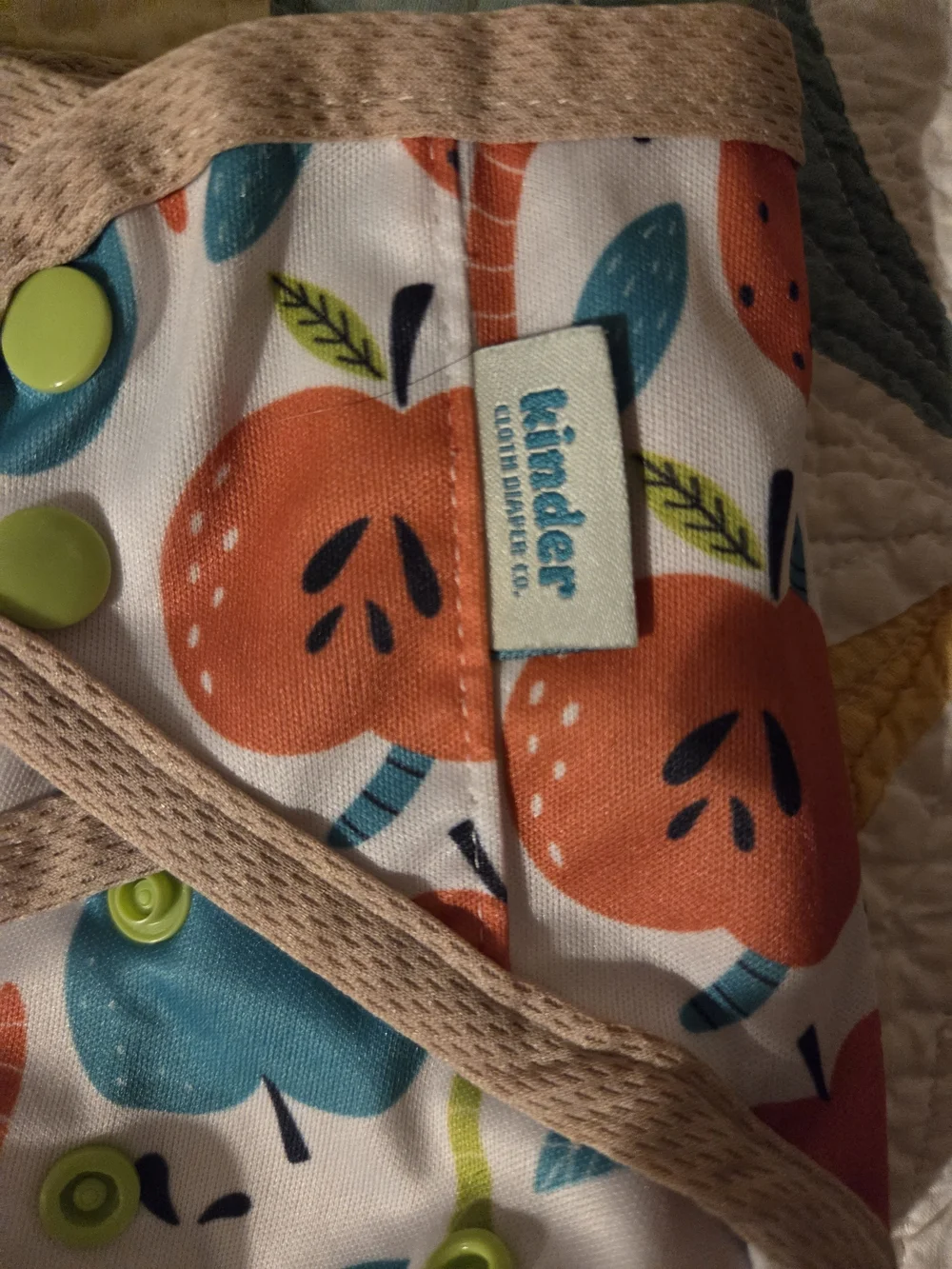 Kinder Cloth Diaper Cover in Multi Color Apple Print Reusable Eco Friendly Baby